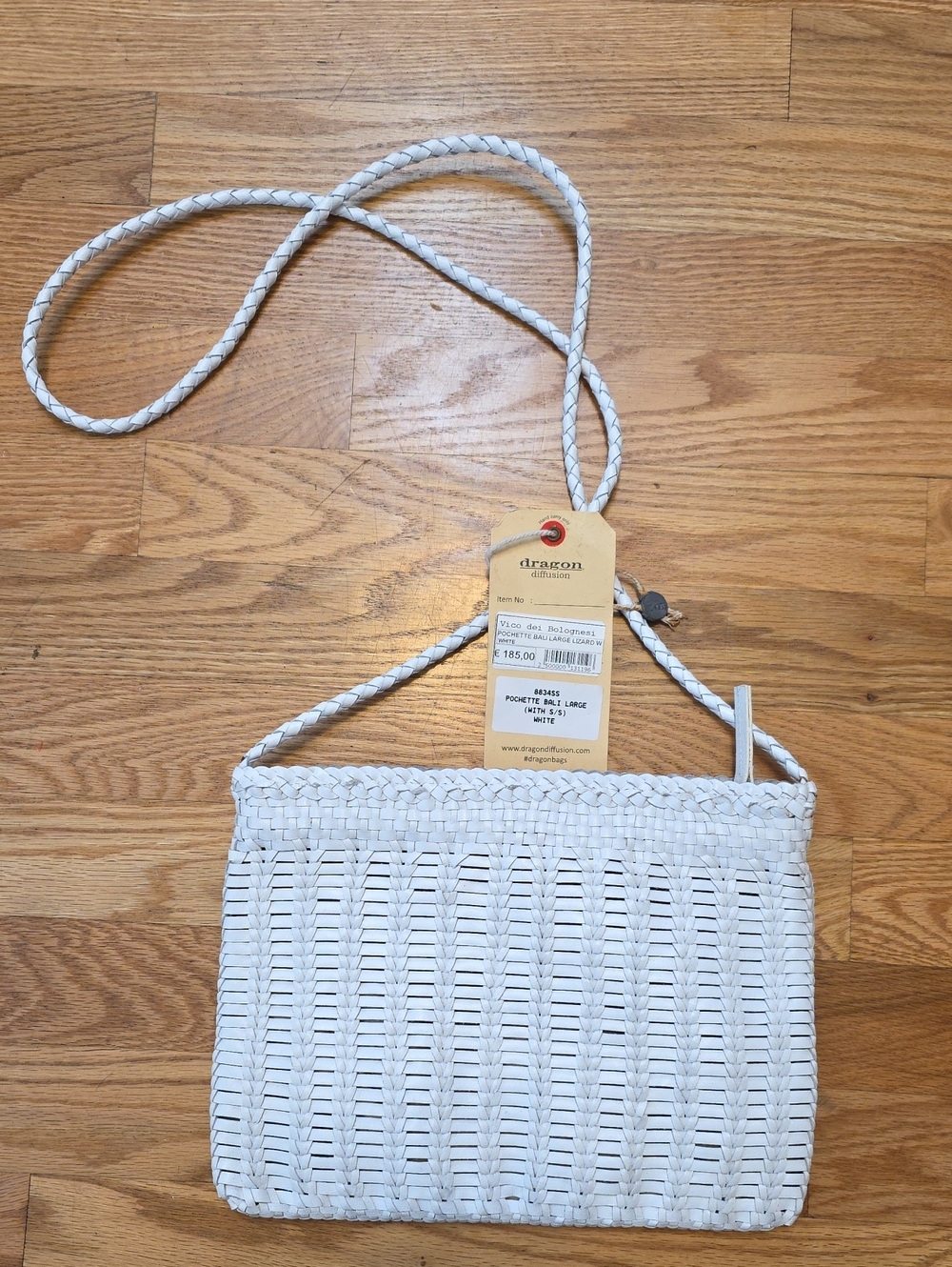 Dragon Diffusion White Woven Crossbody Bag with Braided Strap
